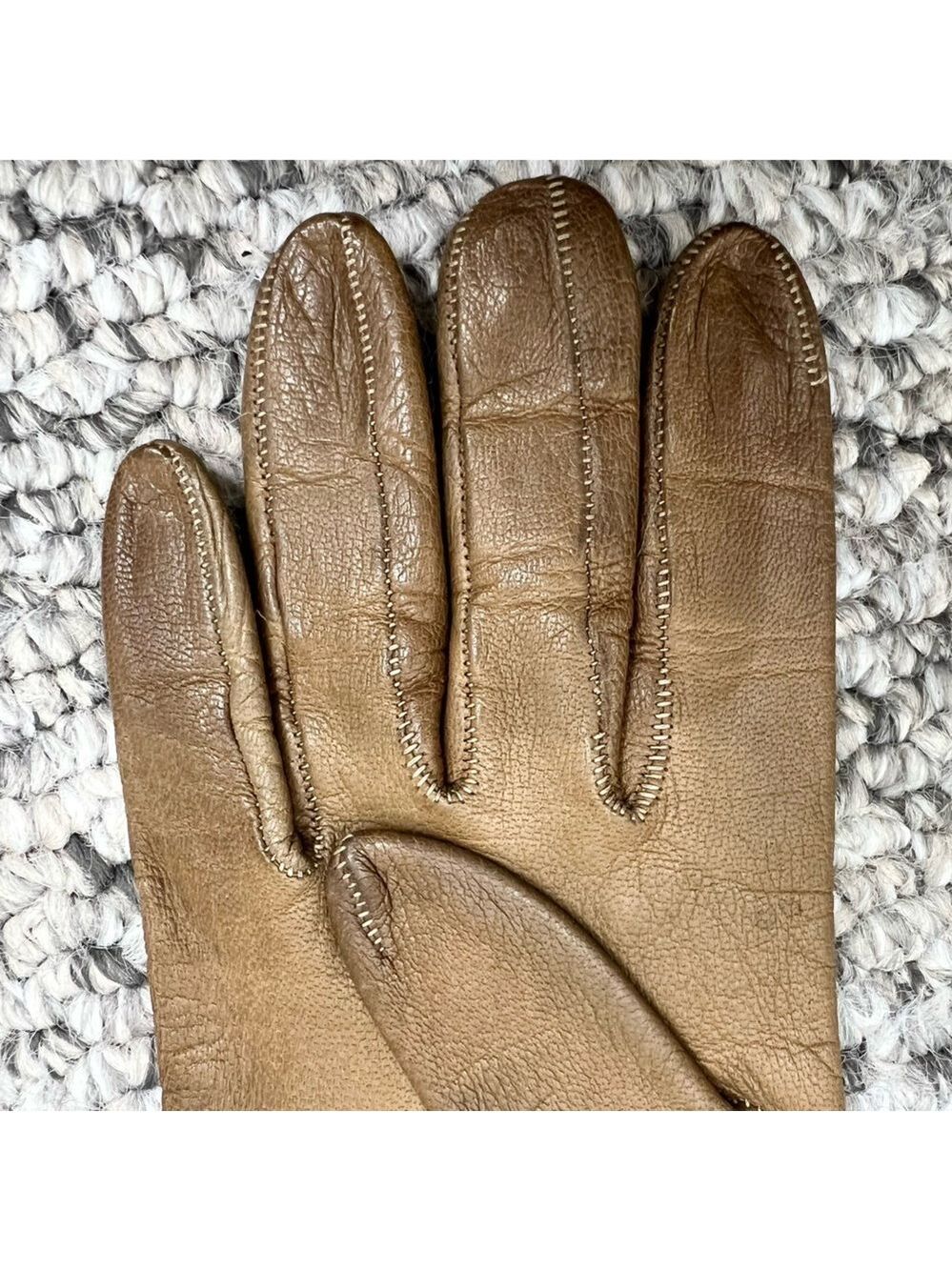 Vintage Lavabile tan brown leather 10.5 inches long gloves 6 1/2 - Picture 10 of 13